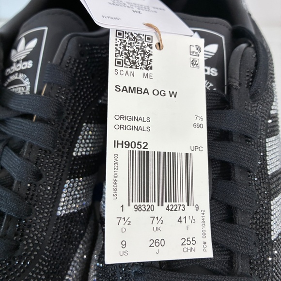 Adidas IH9052 Black Rhinestone Samba OG Sneakers New in Box Women's 9 - Picture 2 of 7